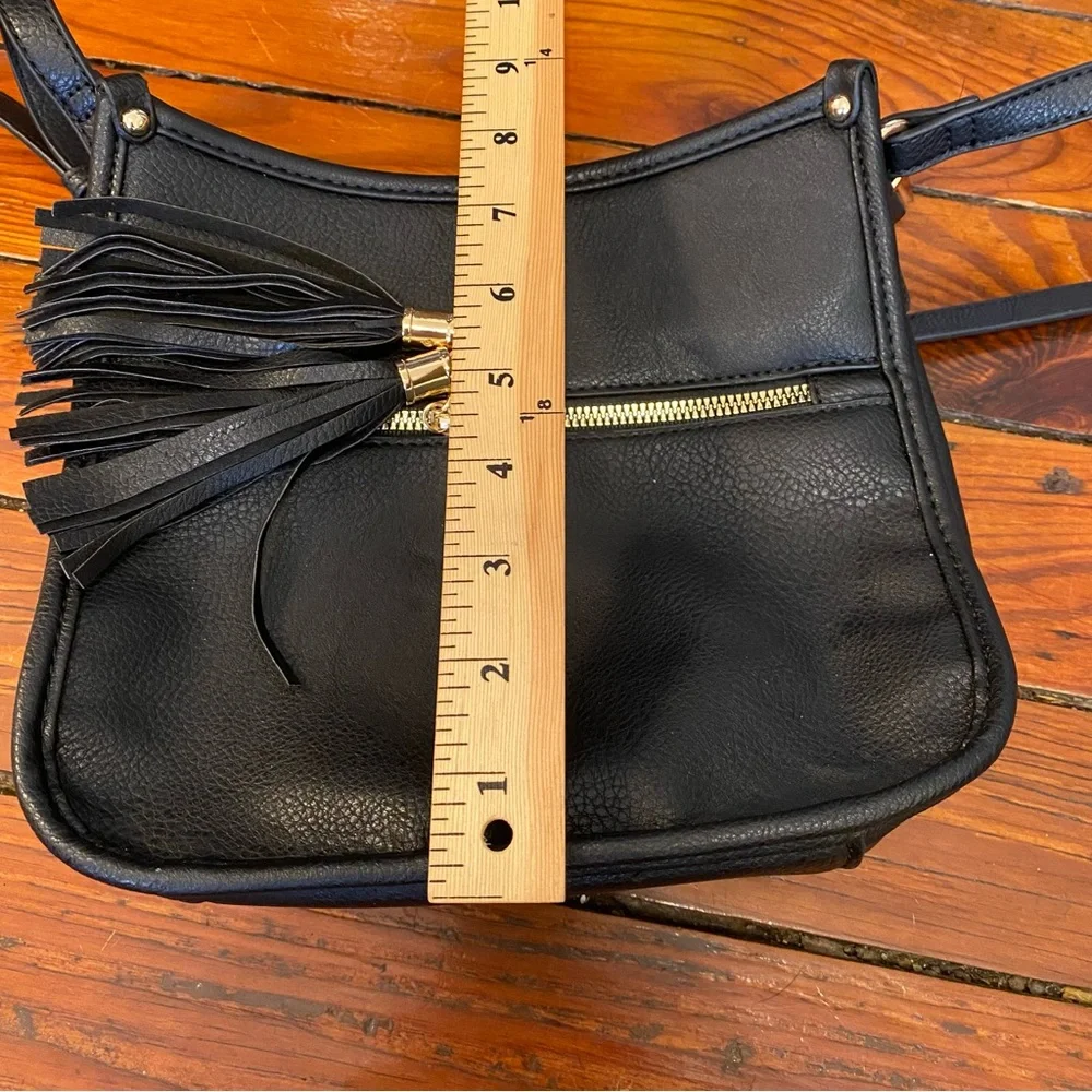 Black Small Shoulder Bag Purse with Tassels